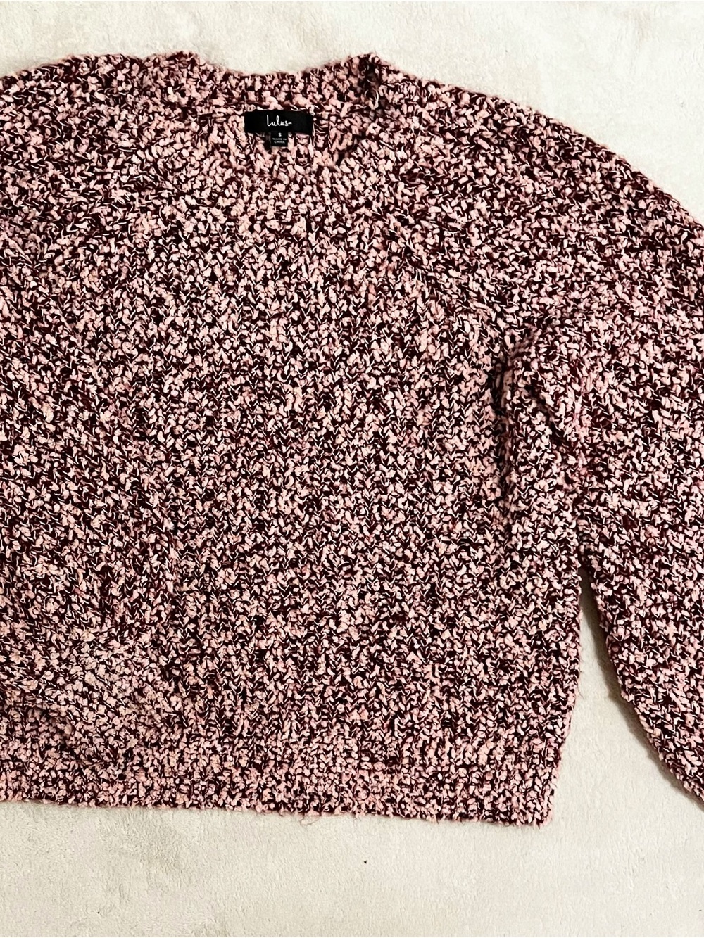 Lola Rose-Blend Chunky Knit Sweater - Pink/Black